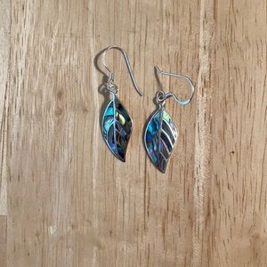 Sterling Silver and Abalone Feather Dangling earrings